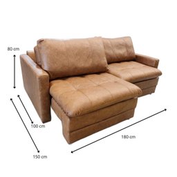 Sofá-Cama Retrátil e Reclinável Couro Legítimo 2 Lugares 180cm Cannes Camel - 4