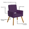 Poltrona Cadeira Estofada Decorativa Camila Recepção Suede Roxo - Incasa Decor - 6