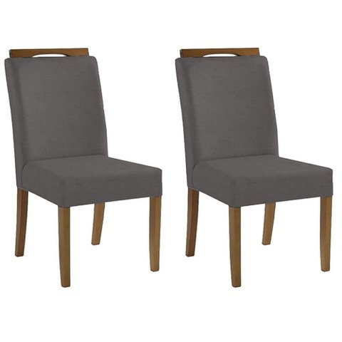 Kit 2 Cadeiras Sala de Jantar Estofadas D-28 100% Madeira Heloísa Suede Cinza