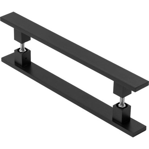 Puxador Duplo Porta Pivotante Madeira Vidro Preto 1.50 Metro