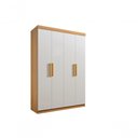 Ver imagem 1 de Guarda Roupa 4 Portas 3 Gavetas sem Pés Colibri Plus - D' Doro Cinamomo/off White