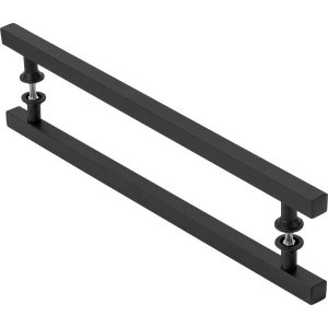 Puxador De Porta Quadrado Preto 30cm