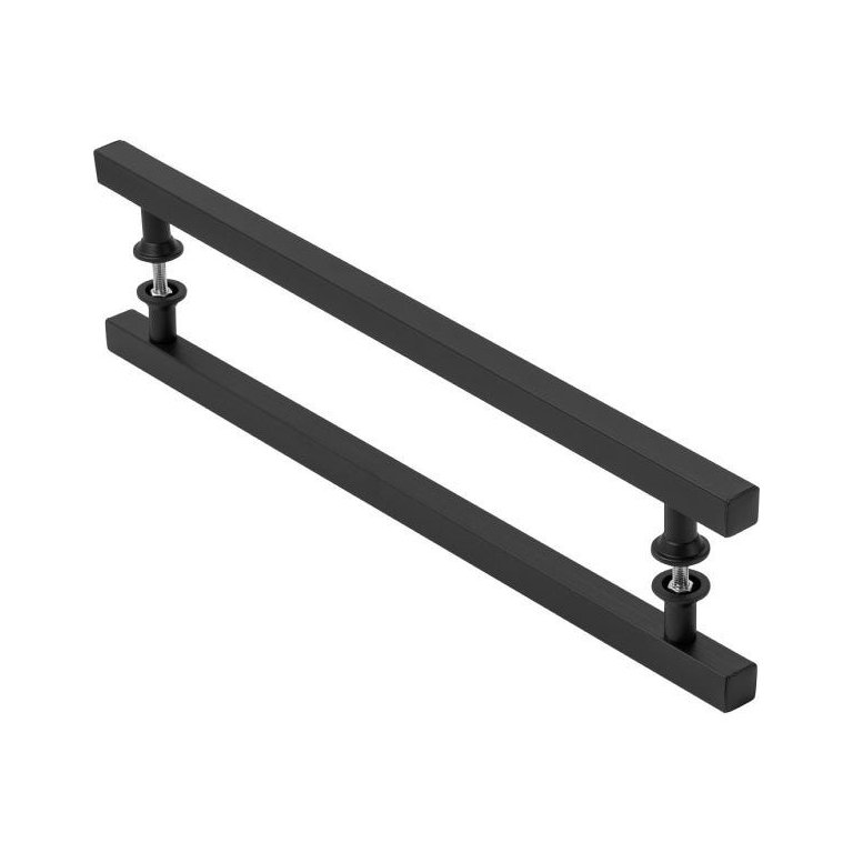 Puxador De Porta Quadrado Preto 30cm