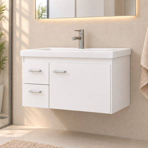 Gabinete de Banheiro Armário com Gavetas Toucador Prisma Montado Fimap Branco