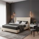 Ver imagem 1 de Cama Japonesa com Cabeceira Corea Queen Linho Off White - Sallar Home
