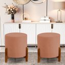 Ver imagem 1 de Kit 2 Puff Thor 3 Pés Base em Madeira Maciça - Linho Terracota