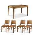 Ver imagem 1 de Conjunto Mesa Jantar Tampo Madeira + 4 Cadeiras Salvador Assento Madeira - 60475