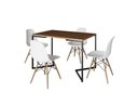 Ver imagem 2 de Mesa Industrial Base Ferro Preto em V Tampo 137x90 Amêndoa 4 Cadeiras Eames Madeira Assento Branco