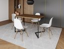 Ver imagem 1 de Mesa Industrial Base Ferro Preto em V Tampo 137x90 Amêndoa 4 Cadeiras Eames Madeira Assento Branco