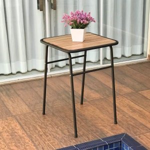Mesa Preta Pequena para Cozinha de Apartamento Tampo Madeira