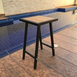 Banquinho Quadrado De Aço E Madeira Premium Altura 46 Cm - 2