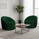 Ver imagem 1 de Poltrona Sala Orgânica Kit 2 Lua Fixa Sintético Pu Preto/bouclê D03 - D’Rossi