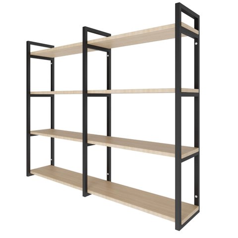 Prateleira Estilo Industrial Parede Suspensa Madeira e Ferro