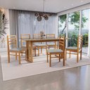 Ver imagem 1 de Conjunto Sala de Jantar Elisa em Madeira Maciça 6 Cadeiras Boucle Cinza