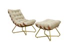 Ver imagem 3 de Poltrona Decorativa Costela com Puff Eva Dourado Mad- Bege