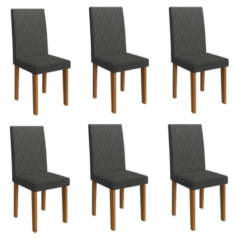 Kit 6 Cadeiras de Jantar Estofadas 43,5cm Multimóveis CR50220