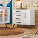 Ver imagem 1 de Comoda Sapateira Infantil 1 Porta 4 Gavetas Branco 3825 Qmovi