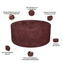 Ver imagem 5 de Kit Puff Redondo Lola e Puff Recamier Orgânico Orbit W01 Linho Bordô - Lyam Decor