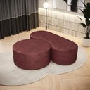 Ver imagem 1 de Kit Puff Redondo Lola e Puff Recamier Orgânico Orbit W01 Linho Bordô - Lyam Decor