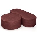 Ver imagem 2 de Kit Puff Redondo Lola e Puff Recamier Orgânico Orbit W01 Linho Bordô - Lyam Decor