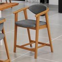 Ver imagem 6 de Banqueta Baixa para Cozinha Sala de Jantar Bancada Cecília L02 Linho Cinza Escuro - Lyam Decor