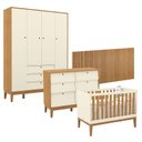 Ver imagem 1 de Quarto de Bebê Unique 4 Portas com Cômoda 6 Gavetas e Painel Ripado Off White Freijó Eco Wood - Mati