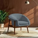 Ver imagem 2 de Poltrona Decorativa Yumi Base Madeira Braço Direito Bouclé Azul Claro - Nexta Casa