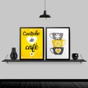 Ver imagem 2 de Kit 2 Quadros Cantinho Do Café Amarelo 33x24cm - com vidro:Madeira branca