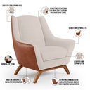 Ver imagem 5 de Poltrona Decorativa Base em Madeira Juliet D02 Courissímo Camel B-14 Linho Cru C-443 - Lyam Decor