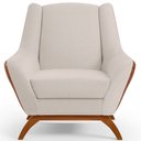 Ver imagem 3 de Poltrona Decorativa Base em Madeira Juliet D02 Courissímo Camel B-14 Linho Cru C-443 - Lyam Decor