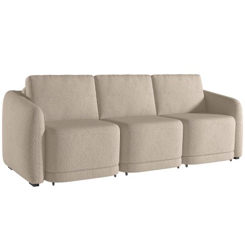 Sofá Cama para Sala de Estar 3 Lugares 236cm Montserrat K01 Linho Bege - Lyam Decor