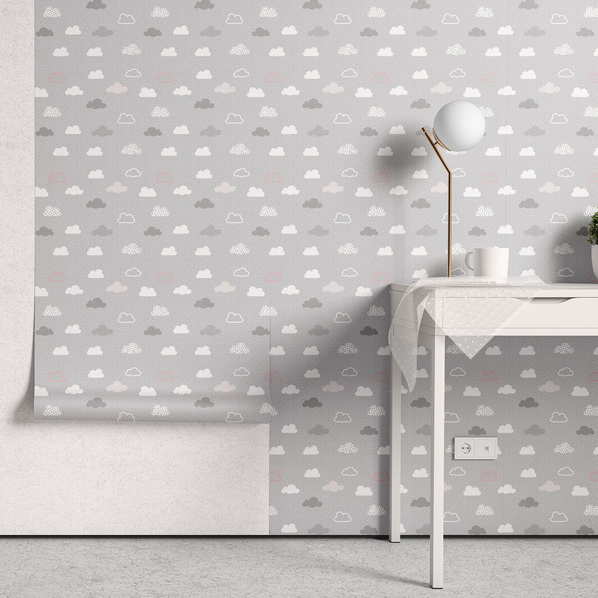 Papel de Parede Adesivo Menino Nuvem Cinza - 2