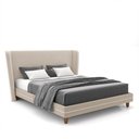 Ver mais imagens de Conjunto Cama com Cabeceira Queen Torres Pés em Madeira Veludo Bege G91 - Gran Belo