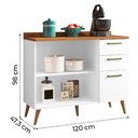 Ver imagem 6 de Balcão de Cozinha 2 Portas e 3 Gavetas com Tampo 1,20m Favorita Branco / Natura