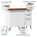 Ver imagem 7 de Balcão de Cozinha 2 Portas e 3 Gavetas com Tampo 1,20m Favorita Branco / Natura