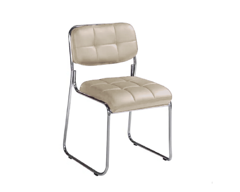 Cadeira de Espera - Estrutura em Metal Cromado - Assento em Pu na Cor Bege - 2
