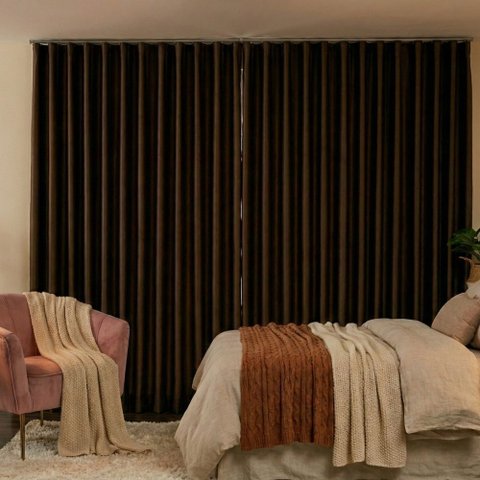 Cortina Blackout Tecido 5.00m X 2.50m para Trilho Suíço Sala Quarto:marrom