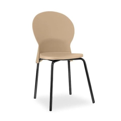 Cadeira Fixa Base Preta Luna F02 Bege - Lyam Decor