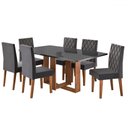 Ver imagem 1 de Mesa de Jantar 6 Lugares Afrodite Mel/cinza/veludo Cinza - Viero Móveis