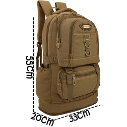 Mochila Masculina Notebook 15.6 Lona Fundo Expansível Camping Reforçada Grande Feminina - Creme - 2