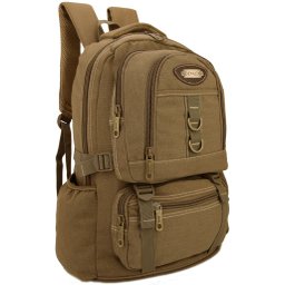 Mochila Masculina Notebook 15.6 Lona Fundo Expansível Camping Reforçada Grande Feminina - Creme - 7
