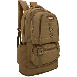 Mochila Masculina Notebook 15.6 Lona Fundo Expansível Camping Reforçada Grande Feminina - Creme - 6