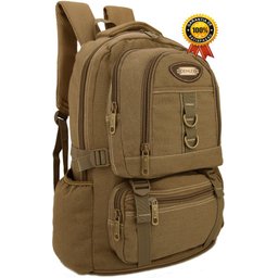 Mochila Masculina Notebook 15.6 Lona Fundo Expansível Camping Reforçada Grande Feminina - Creme - 1