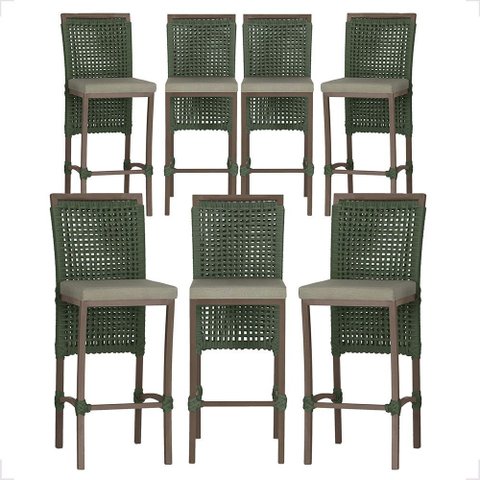 7 Banqueta em Alumínio Roma Marrom Corda Náutica Tecido 8