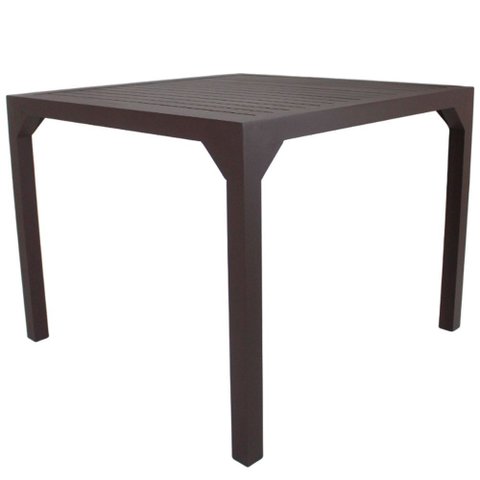 Mesa Quadrada Haiti 60cm Tampo Ripado em Alumínio Cozinha Edícula Trama Original