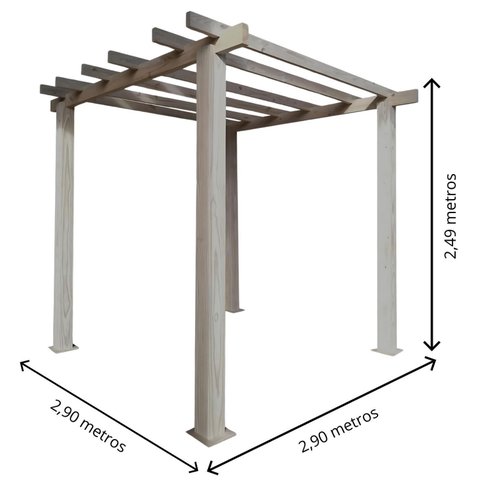 Pergolado de Madeira 2,90x2,90 Metros - Modelo Cabernet Sauvignon - Pensemadeiras - Única Único