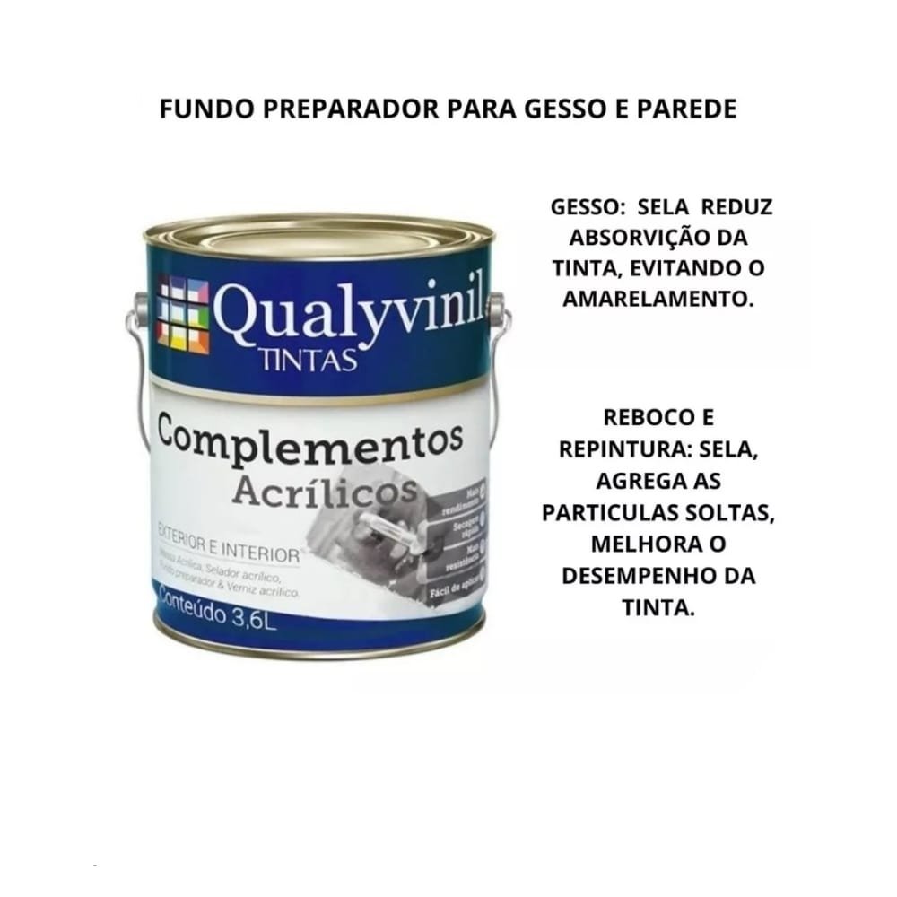 Fundo Preparador de Gesso e Parede Qualyvinil Complementos Acrílico 3.6l - 2