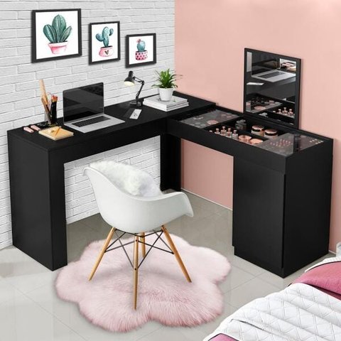 Escrivaninha Penteadeira de Canto Twister Preto Fosco