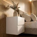 Ver imagem 2 de Mesa Cabeceira Suspensa Eros 2 Gavetas MDF Premium Off White Corrediças Telescópicas