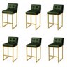 Banqueta Cozinha Alta com Encosto Industrial Kit 6 Dourado Lirina Pu Verde C05 - D'rossi - 2